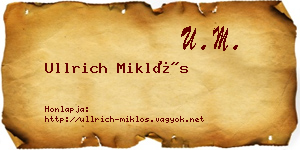 Ullrich Miklós névjegykártya